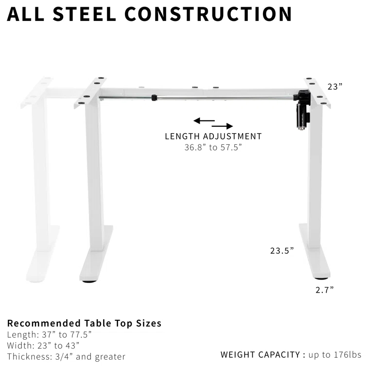 Electric Single Motor Desk Frame (Top Not Included)