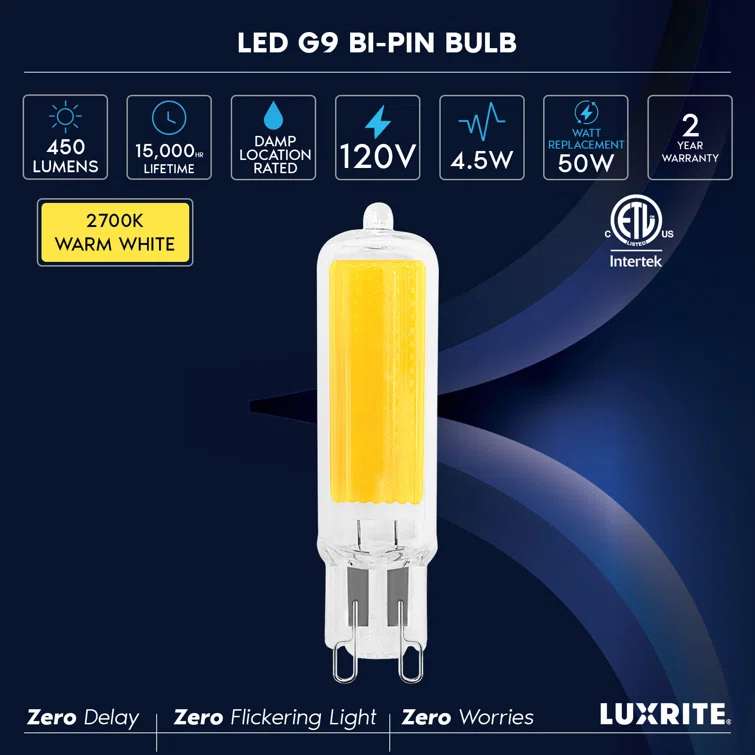 50 Watt Equivalent T4 G9/Bi-pin Dimmable LED Bulb