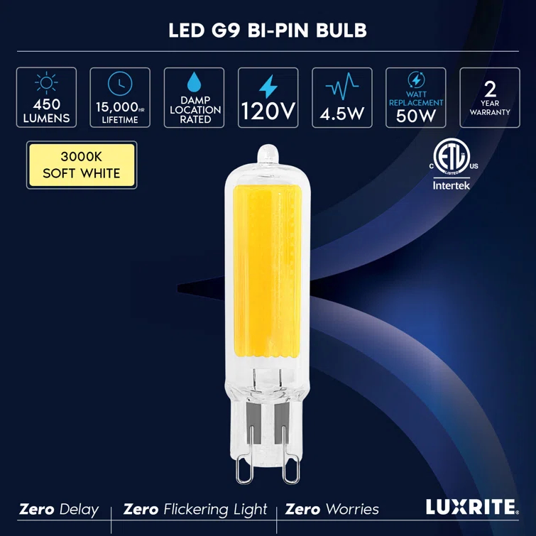 50 Watt Equivalent T4 G9/Bi-pin Dimmable LED Bulb