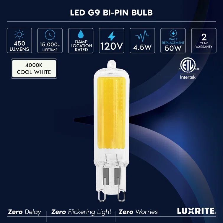 50 Watt Equivalent T4 G9/Bi-pin Dimmable LED Bulb