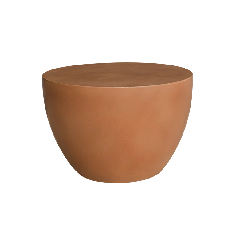 Terracotta Round Concrete Drum End Table