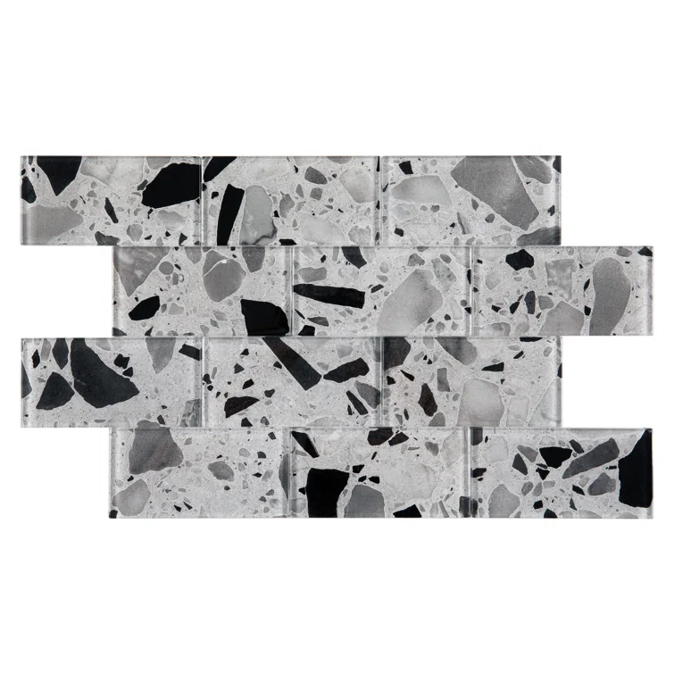 Glass Terrazzo 3'' W x 6'' L Glass Subway Singular Tile