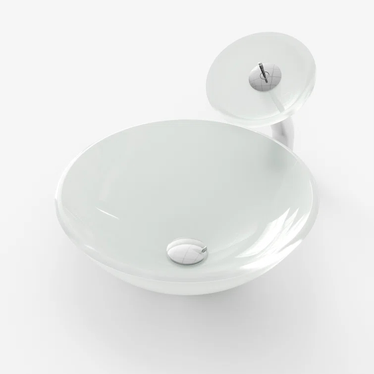 DeerValley Symmetry 16.5'' Circular Glass Vessel Bathroom Sink