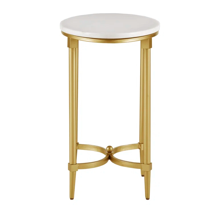 Bordeaux Marble Top Oval Gold Metal End Table