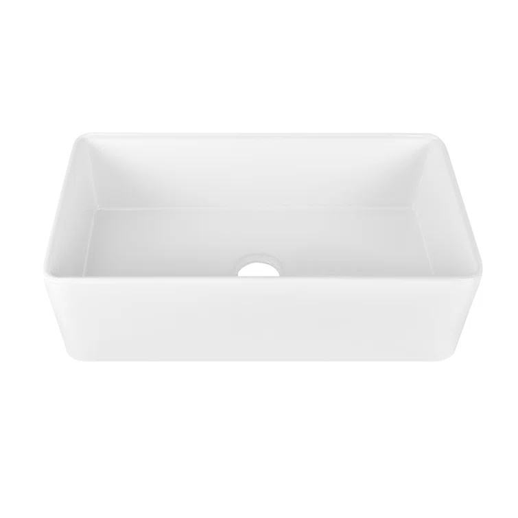 Grove 33" L X 18" W Rectangular Single Bowl Fireclay Farmhouse Kitchen Sink with Grid and Strainer