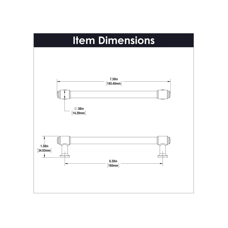 Piper Kitchen Cabinet Handles, Drawer Pulls for Cabinet, 6-5/16" (160mm)