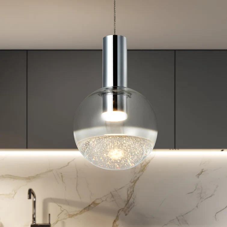 Sienna 5-in Integrated LED Height Adjustable ETL Certified Pendant Light with Globe Shade