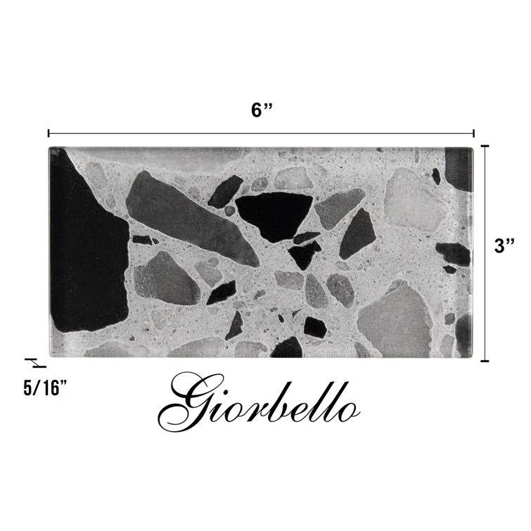Glass Terrazzo 3'' W x 6'' L Glass Subway Singular Tile