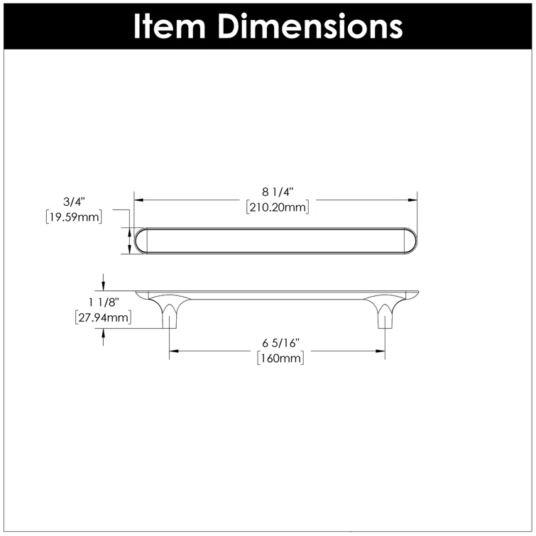 Maven Kitchen Cabinet Handles, Solid Core Drawer Pulls for Cabinet Doors, 6-5/16" (160mm)