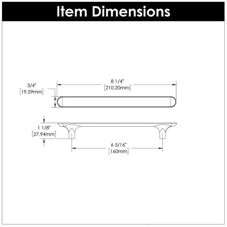 Maven Kitchen Cabinet Handles, Solid Core Drawer Pulls for Cabinet Doors, 6-5/16" (160mm)