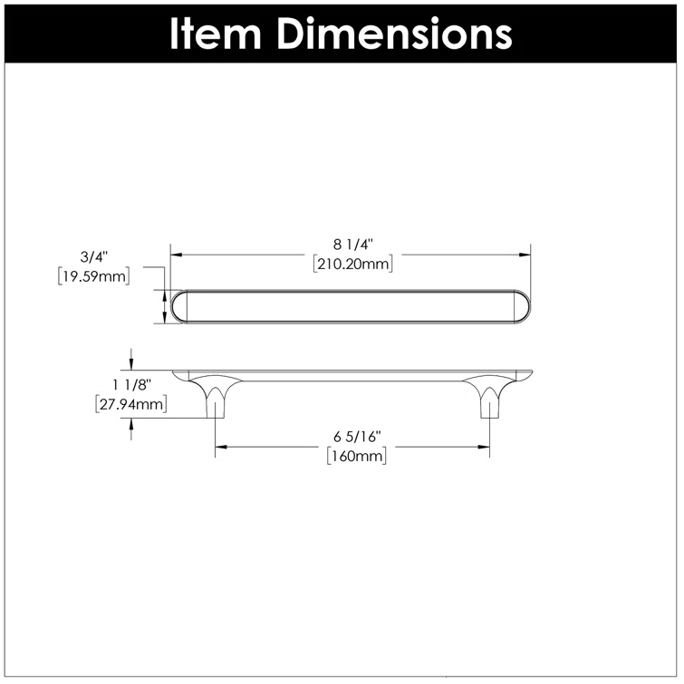 Maven Kitchen Cabinet Handles, Solid Core Drawer Pulls for Cabinet Doors, 6-5/16" (160mm)