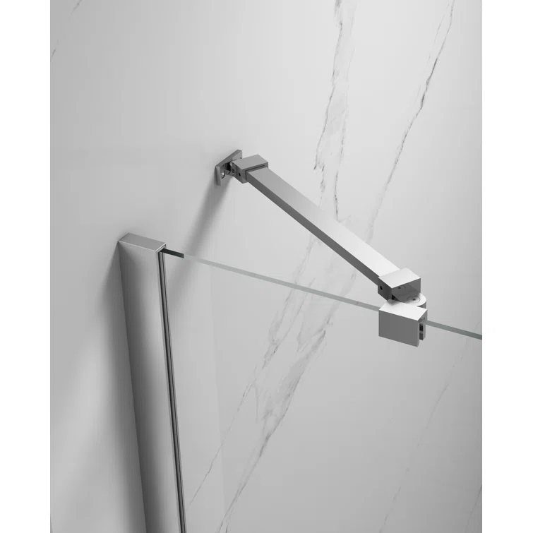 43" W x 58" H Frameless Glass Hinged Bathtub Shower Door with Clear Tempered Glass