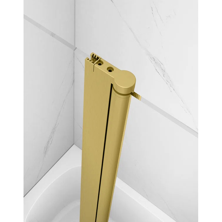 43" W x 58" H Frameless Glass Hinged Bathtub Shower Door with Clear Tempered Glass