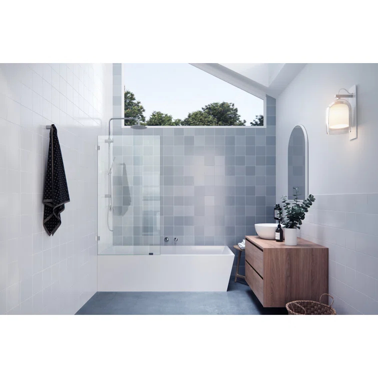 Vela 30 in. x 58.25 in. Frameless Single Fixed Bath Panel