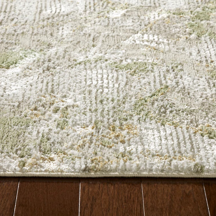 TOWN & COUNTRY LUXE Opaline Bold Marble Area Rug with Glam Metallic Ribbed Texture Pile, Sage Green