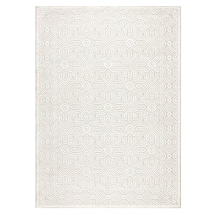TOWN & COUNTRY LUXE Maya Medallion Indoor Area Rug with High-Low Texture, Ivory/Greige