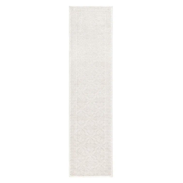 TOWN & COUNTRY LUXE Maya Medallion Indoor Area Rug with High-Low Texture, Ivory/Greige