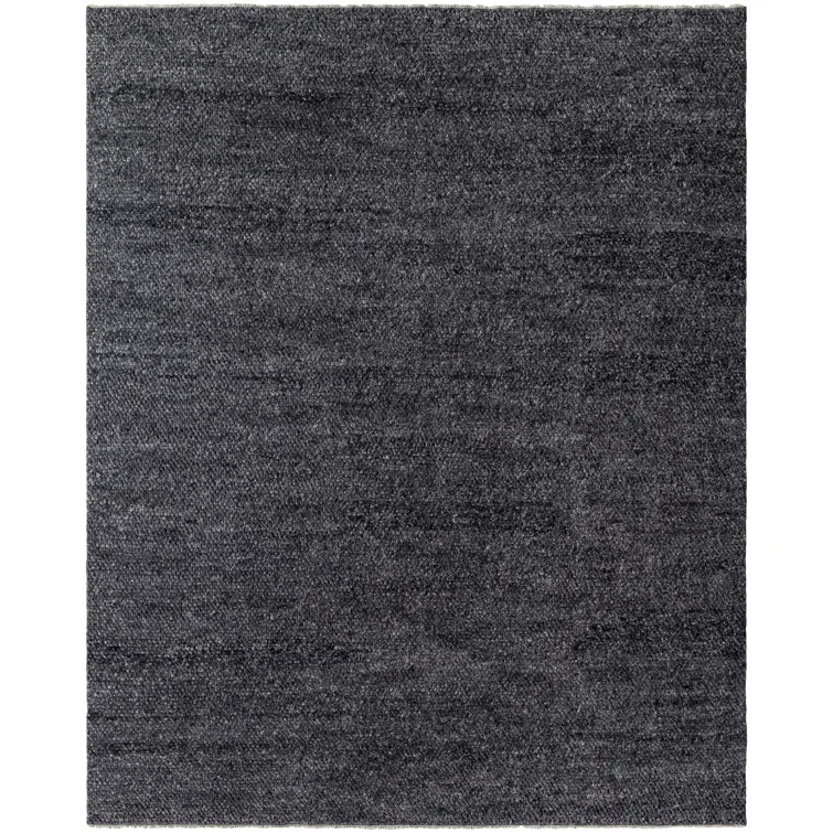 Hand-Knotted Black Wool 8' x 10' Area Rug