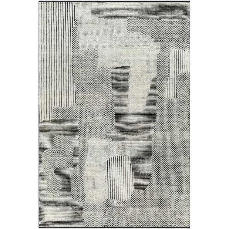 Gray Hand-Knotted Wool 4' x 6' Area Rug