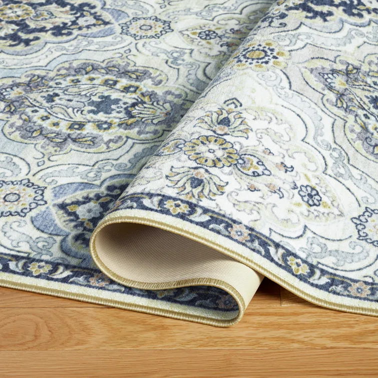 Town & Country Everyday Avani Medallion Everwash Washable Non-Slip Backing Area Rug Gray