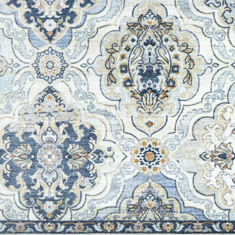 Town & Country Everyday Avani Medallion Everwash Washable Non-Slip Backing Area Rug Gray