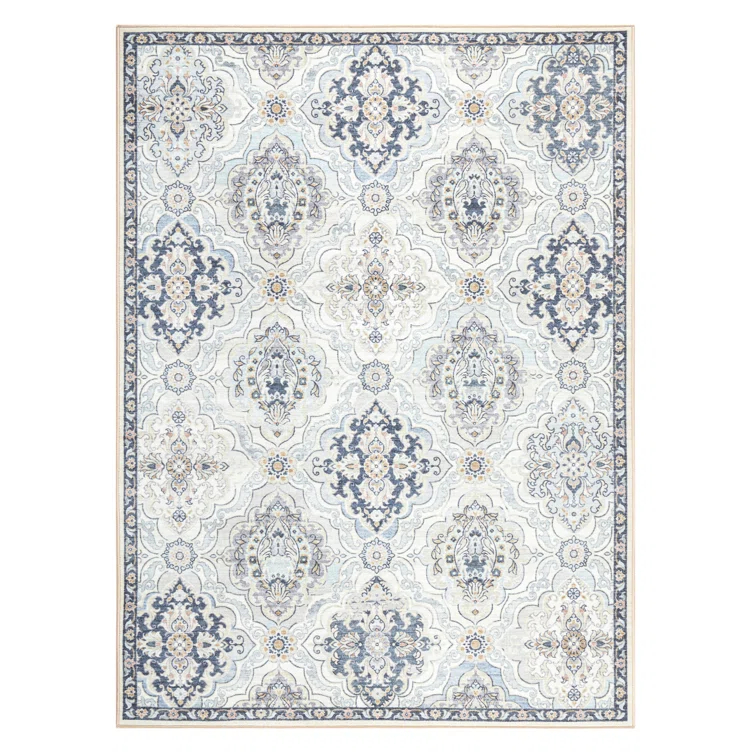 Town & Country Everyday Avani Medallion Everwash Washable Non-Slip Backing Area Rug Gray