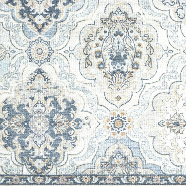 Town & Country Everyday Avani Medallion Everwash Washable Non-Slip Backing Area Rug Gray