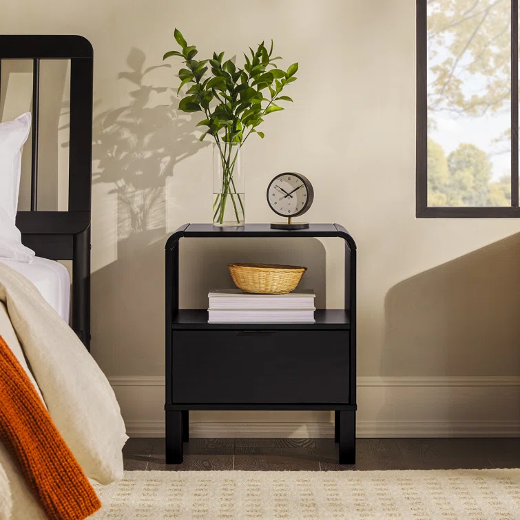 Asho 1-Drawer Solid Wood Nightstand