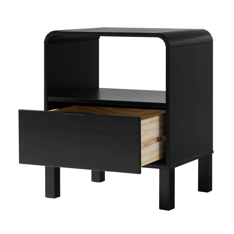 Asho 1-Drawer Solid Wood Nightstand