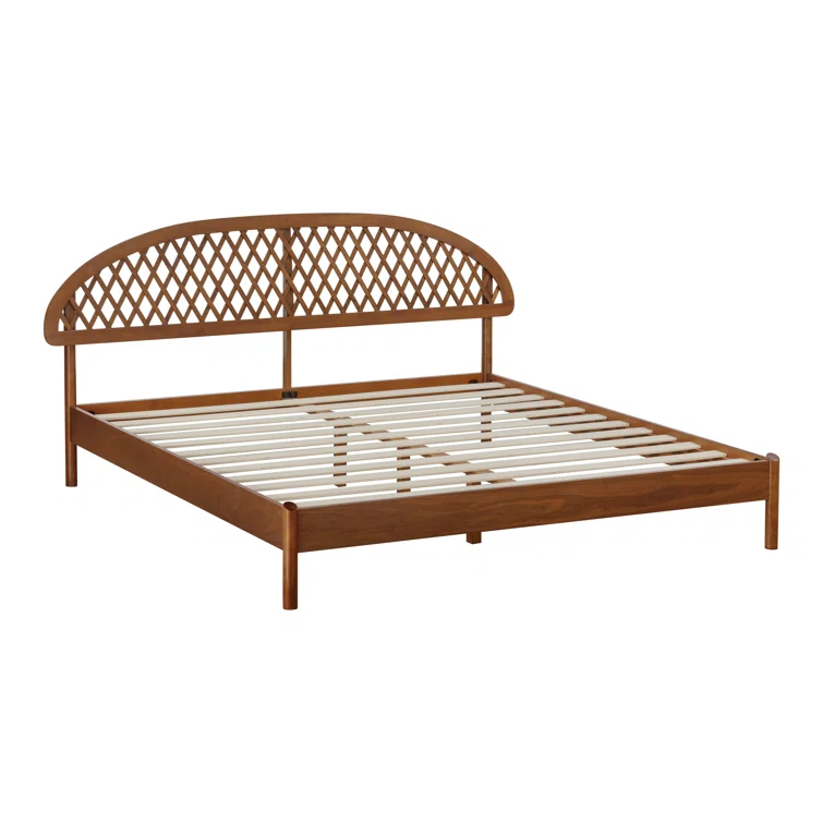 NTC Gem Solid Wood Bed Frame with Headboard and Silent Slats, 1000 Lbs. Capacity Bed Frame
