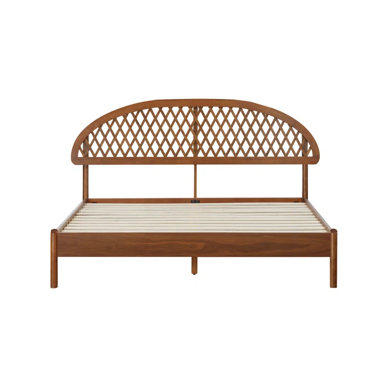 NTC Gem Solid Wood Bed Frame with Headboard and Silent Slats, 1000 Lbs. Capacity Bed Frame