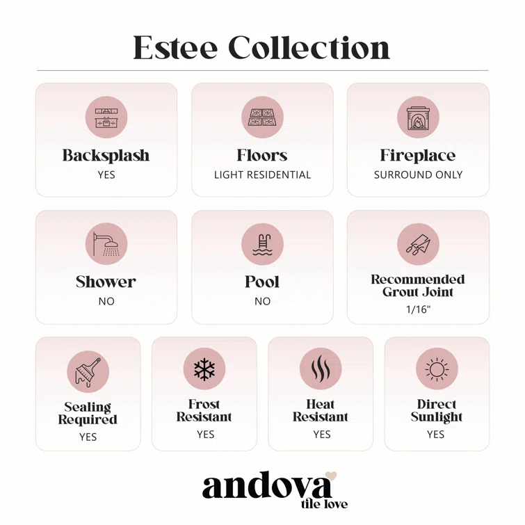 Estee Glass/Stone/Metal Mosaic Kitchen Backsplash, Wall and Floor Tile