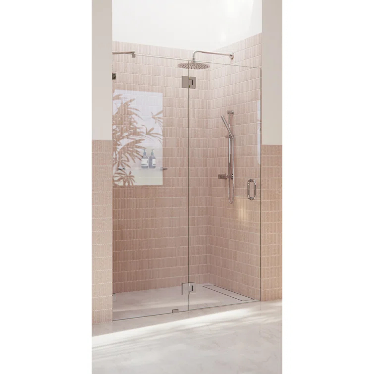 Halo 52.25 in. x 78 in. Frameless Glass Hinge Shower Door