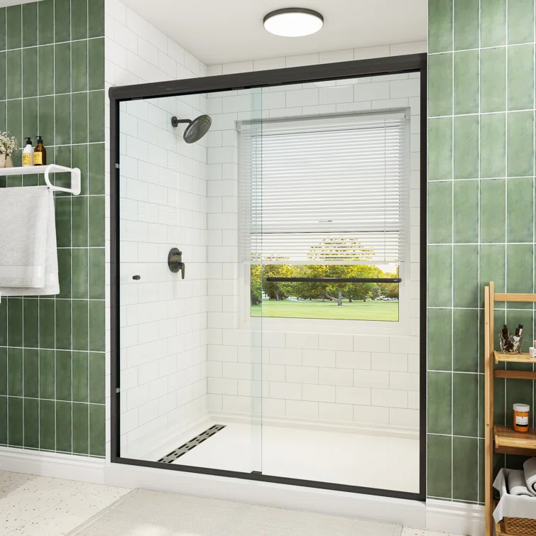55" - 59" W x 72" H Double Sliding Semi-Frameless Shower Door