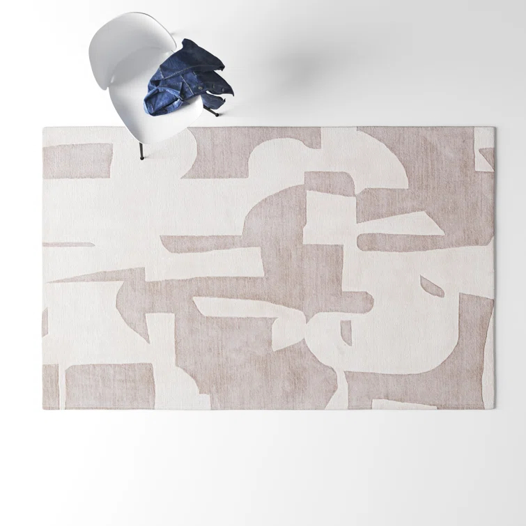 Handmade Abstract Taupe/ Cream Area Rug (10'X14')