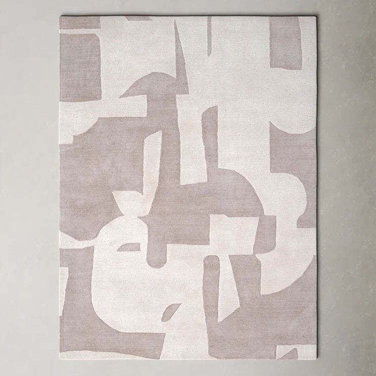 Handmade Abstract Taupe/ Cream Area Rug (10'X14')