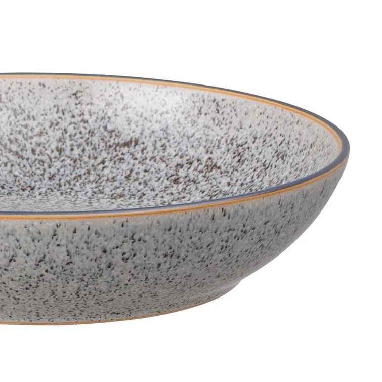 Gray Ceramic Stoneware Round Pasta Bowl with 20.6 Ounce Capacity