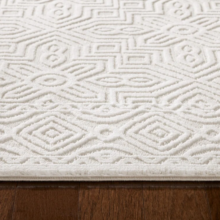 TOWN & COUNTRY LUXE Maya Medallion Indoor Area Rug with High-Low Texture, Ivory/Greige