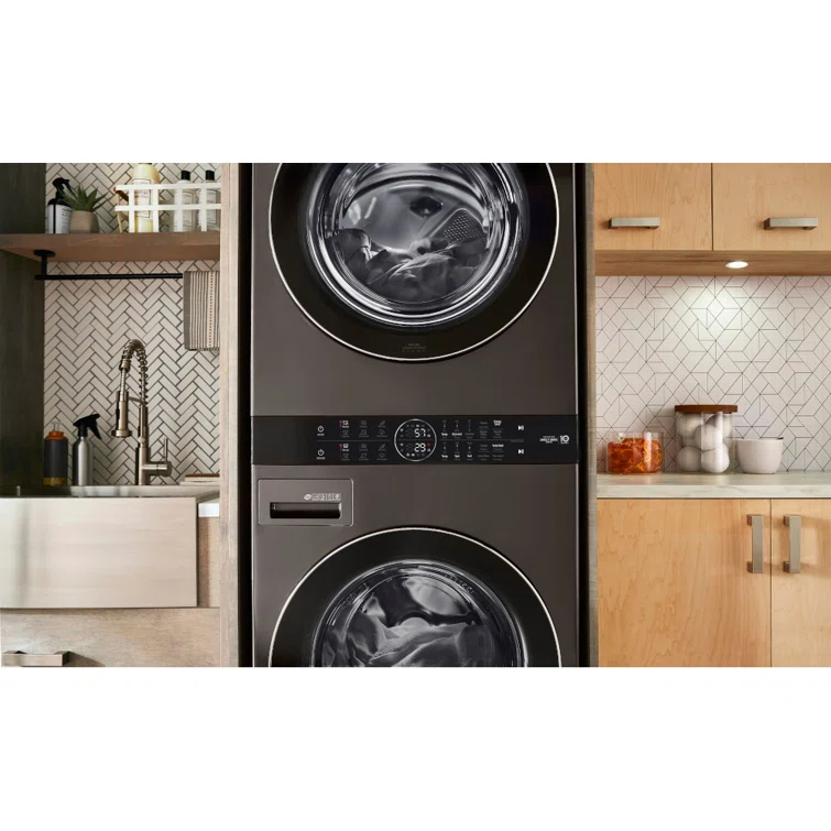 LG Single Unit Front Load WashTower with Center Control 4.5 cu. ft. Washer and 7.4 cu. ft. Gas Dryer