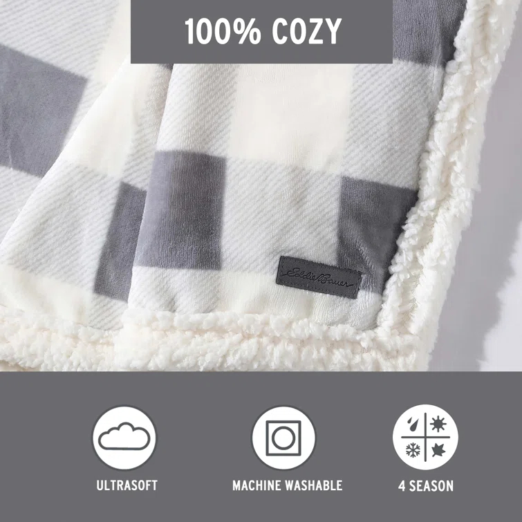Eddie Bauer Eddie Bauer Printed Plush Fleece/Sherpa Throw Blankets