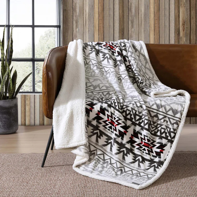 Eddie Bauer Eddie Bauer Printed Plush Fleece/Sherpa Throw Blankets