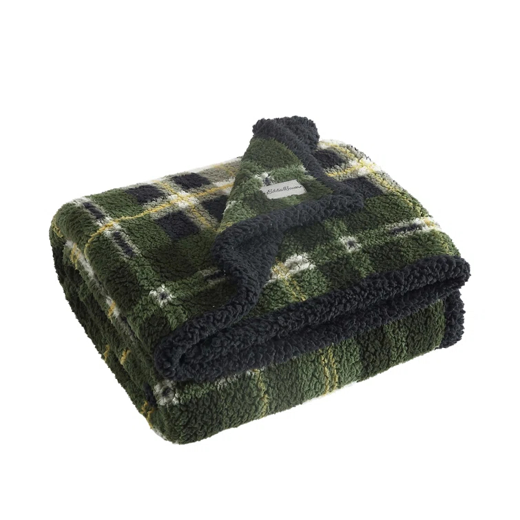 Eddie Bauer Printed Sherpa Reversible Throw Blankets