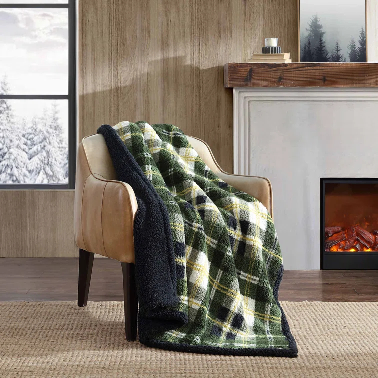 Eddie Bauer Eddie Bauer Printed Sherpa Reversible Throw Blankets