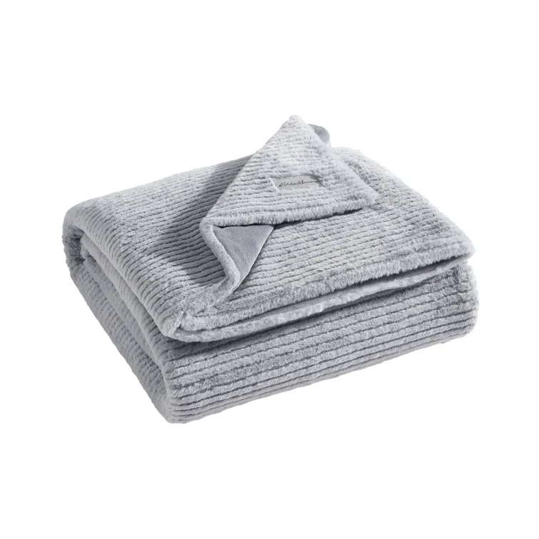 Eddie Bauer Eddie Bauer Ribbed Textured Stripe Solid Plush Throw Blanket