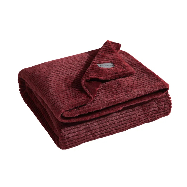 Eddie Bauer Eddie Bauer Ribbed Textured Stripe Solid Plush Throw Blanket