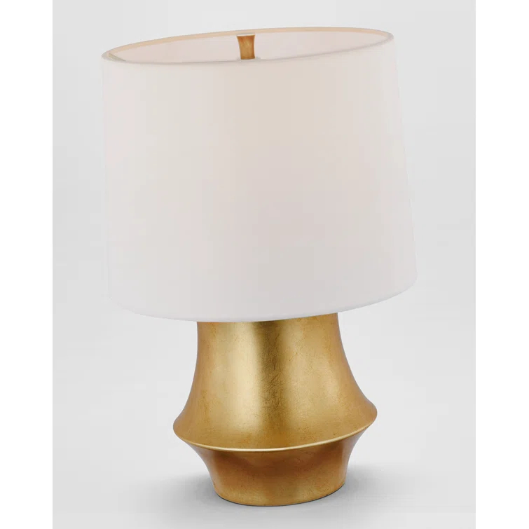 Elegant Gold and White Linen Adjustable Outdoor Table Lamp