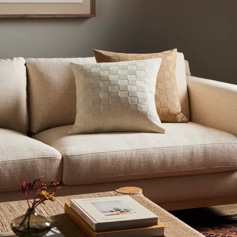HANDWOVEN CHECKED Checkered Cotton Reversible Throw Pillow