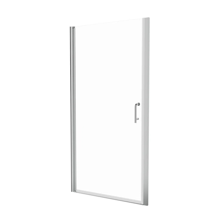 37-3/8 In Semi-Frameless Pivot Shower Door in Chrome With Clear Glass