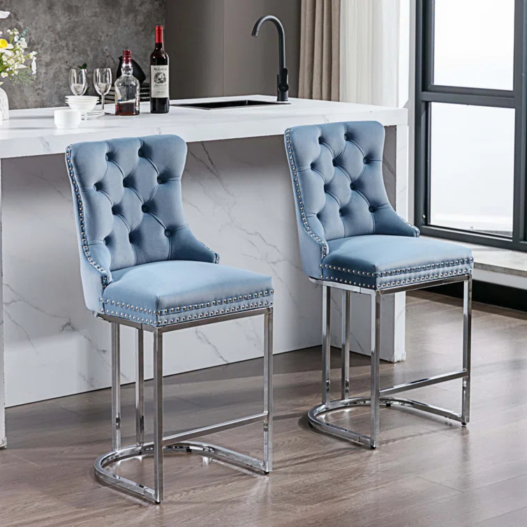 Jermon Upholstered Counter Stool with Metal Frame