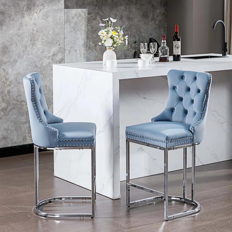 Jermon Upholstered Counter Stool with Metal Frame
